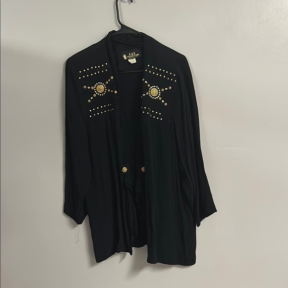 Elegant Black Cardigan with Gold Accents - Picture 1 of 5